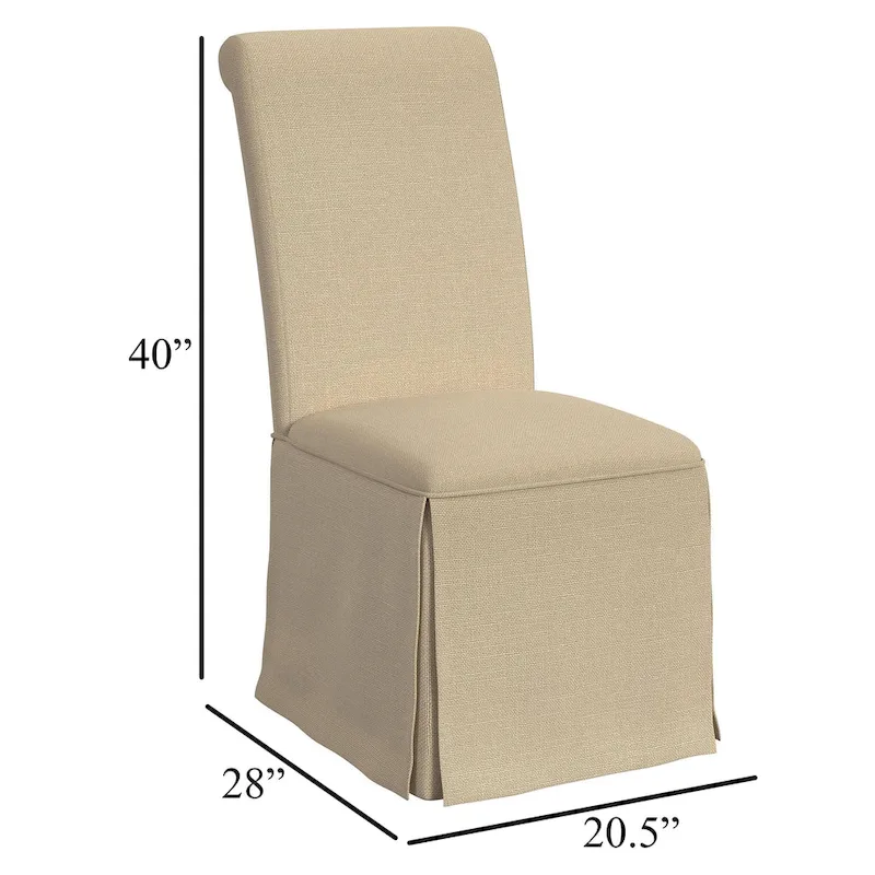 Dining Chairs Set of 2 - Tall Rolled Back, Skirted Base, Beige