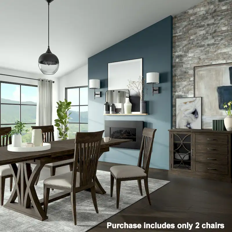 Beige Nailhead Trim Slat-Back Dining Chair