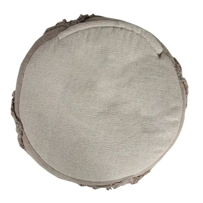 18  Brown Solid Texture Diamond Round Pouf Ottoman