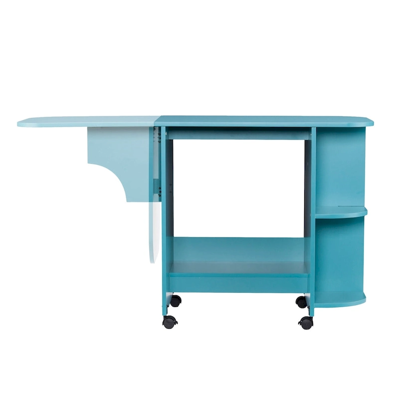 SEI Furniture Eastwick Expandable Rolling Sewing Table/Craft Station - Turquoise