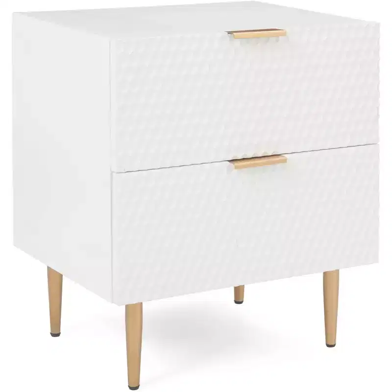 Jolie 2 Drawer Side Table White - Adore Decor