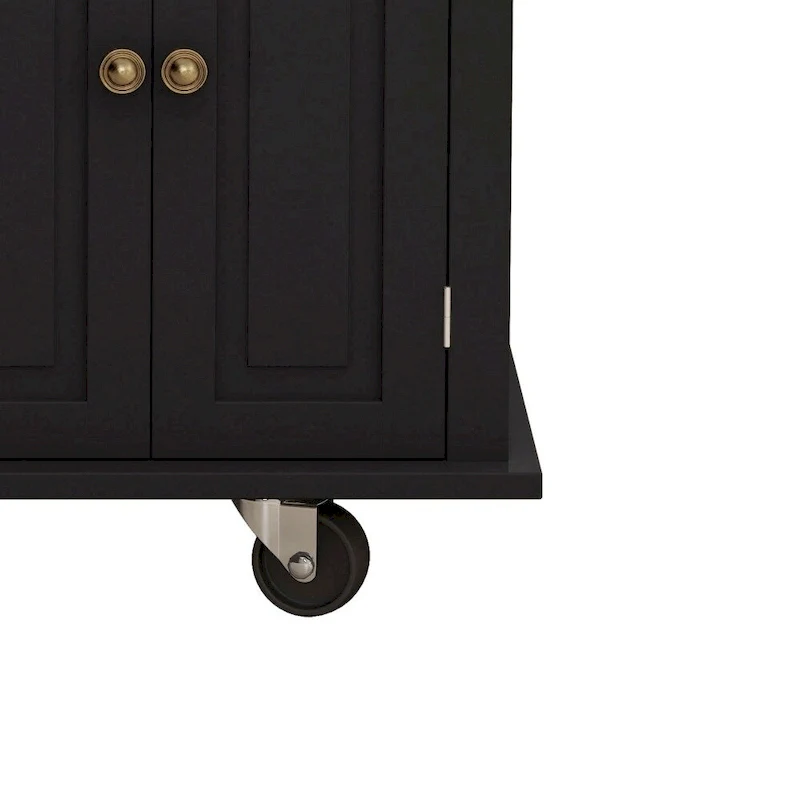 43.31 in. Kitchen Island Cart with 2 Cabinets and Spice Rack