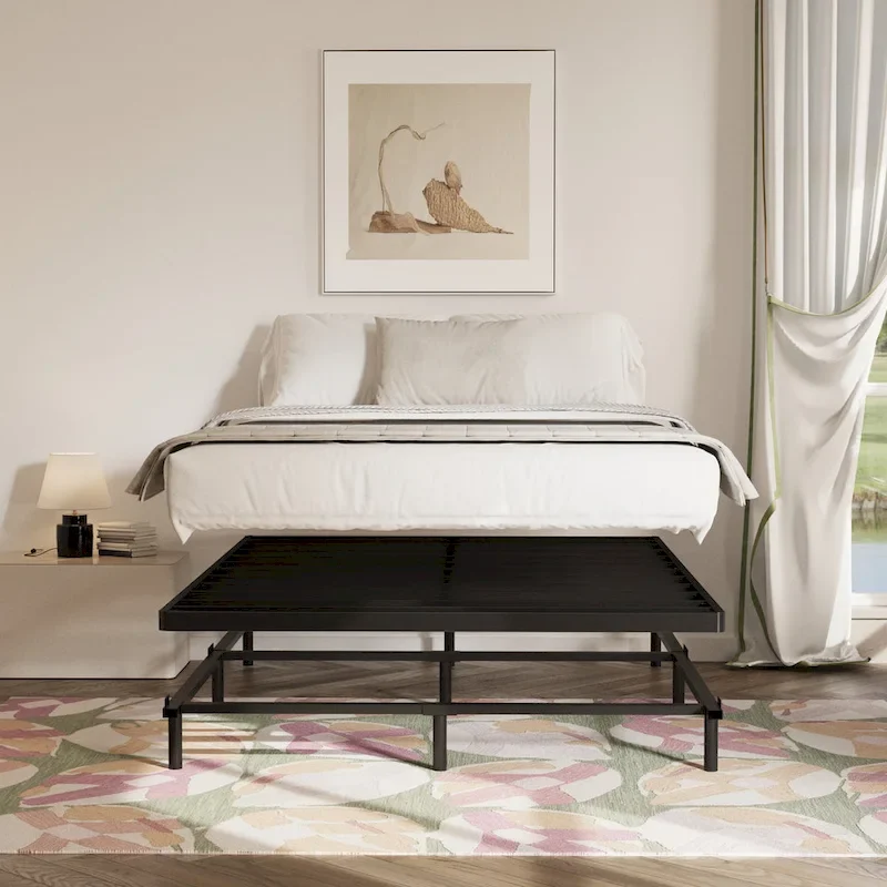 Black Metal Bed Frame, Modern Style, Twin–Cal King, 1–2 Person
