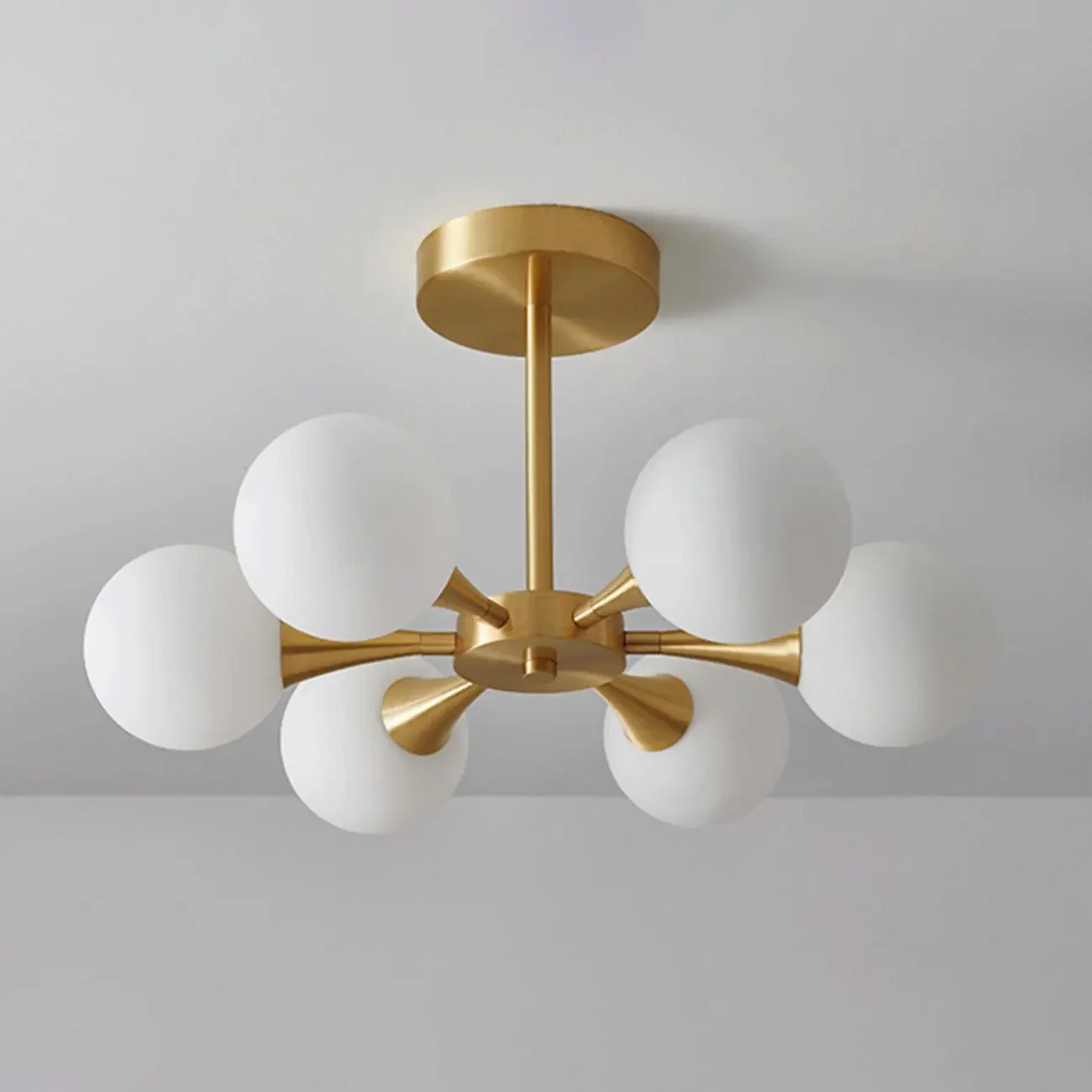 Modern Gold Glass Ball Semi Flush Mount Ceiling Light