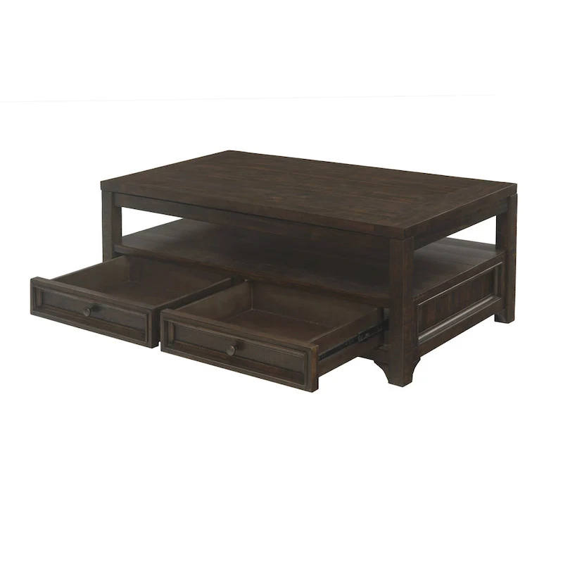 Dark Mocha Lift-Top Coffee Table with 2 Drawers