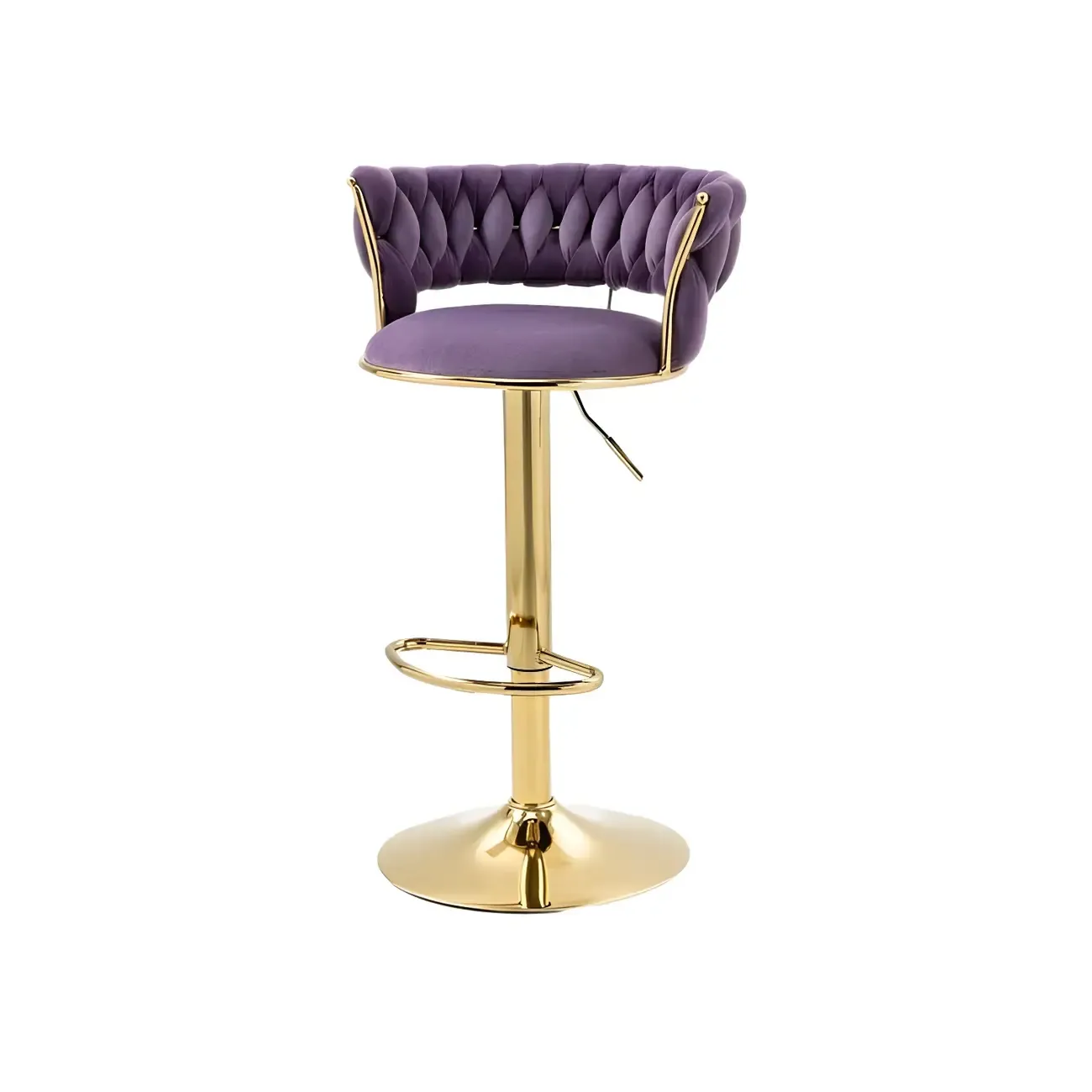 Gold Base Low Back Adjustable Swivel Bar Stool
