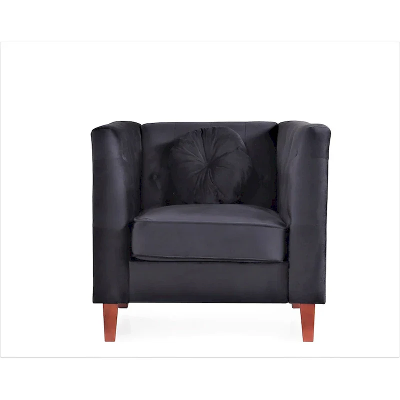 US PRIDE FURNITURE Velvet Classic Chesterfield Chair with Wood legs