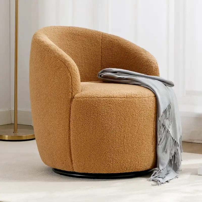 Teddy Fabric Swivel Accent Armchair Barrel Chair