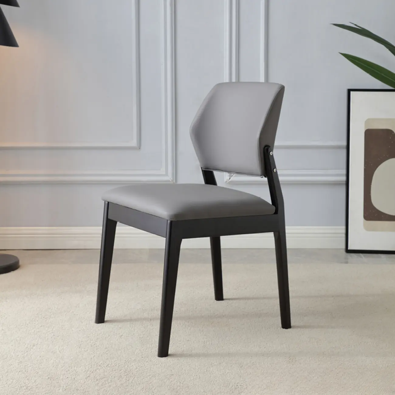 Scandinavian Faux Leather Low Back Dining Chair