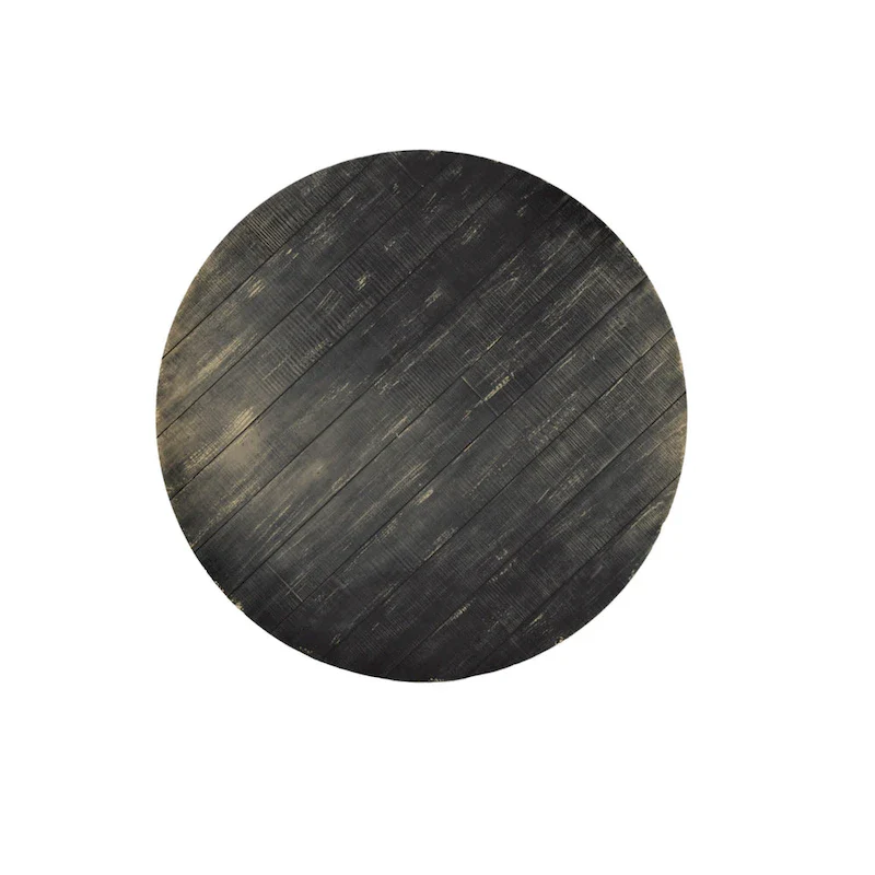 Rena Dining Table, 54 Inch Round Planked Black Smoke Mahogany Wood
