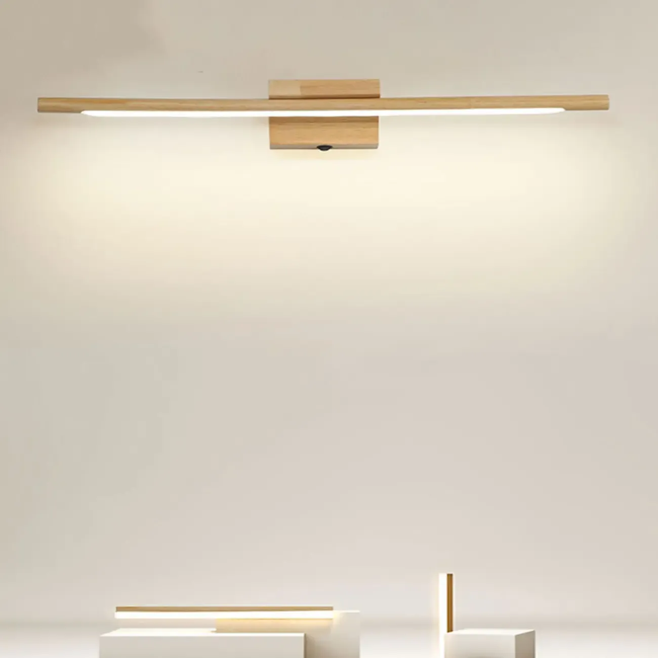 Modern Wood LED Vanity Light bar for Bathroom Mirror Front