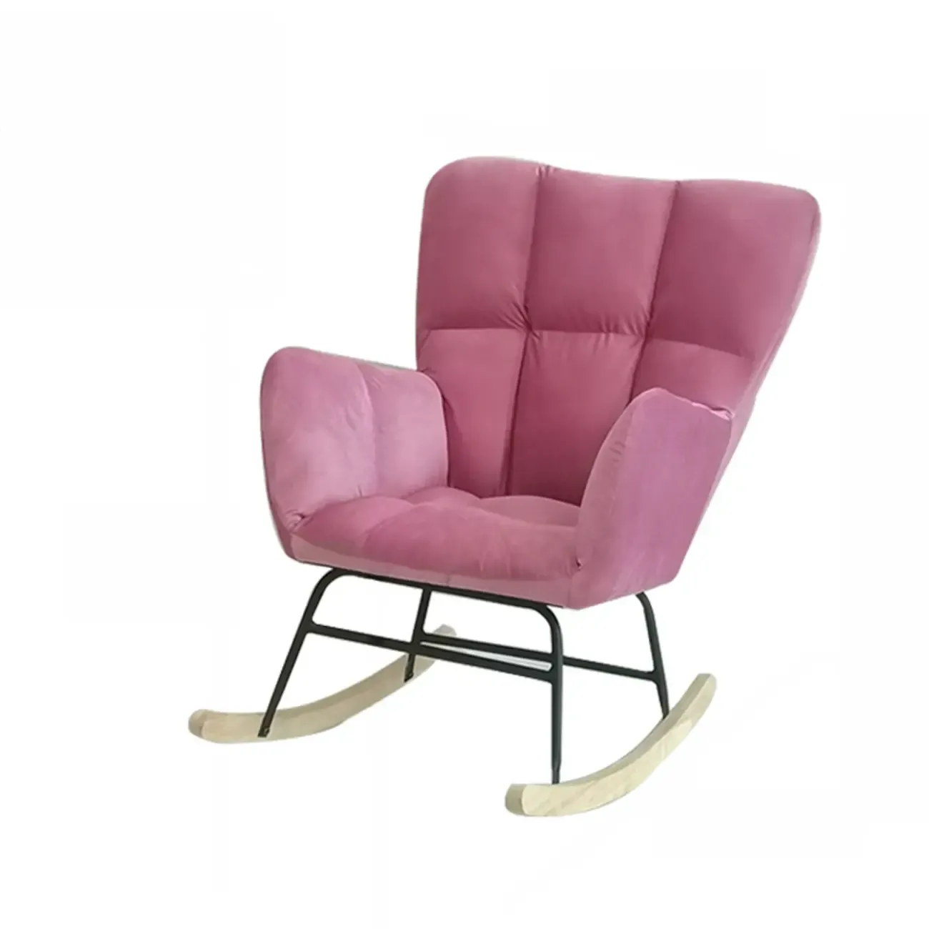 Tech Cloth Upholstered Wood Rocking Chair with Recessed Arm