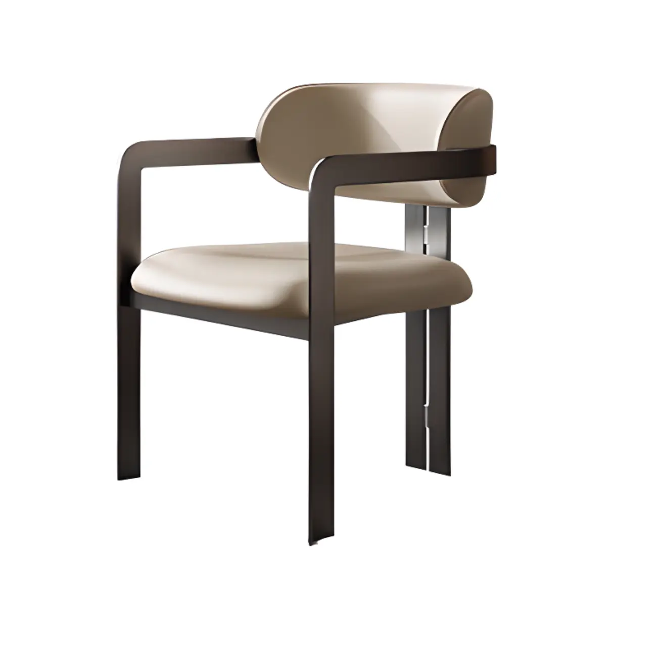 Modern Faux Leather Arm Dining Chair with Alloy Legs