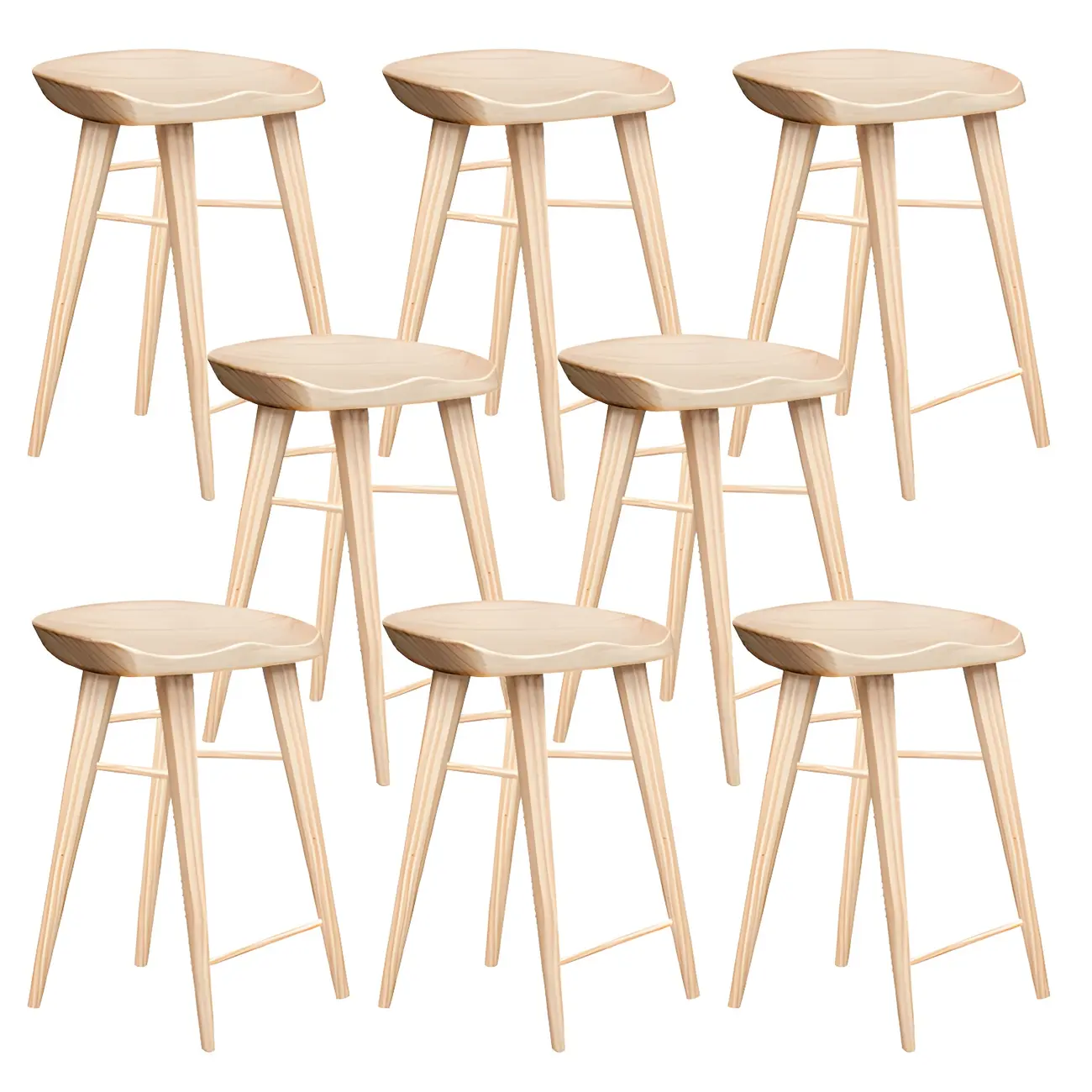Counter Height Modern Wood Backless Bar Stool