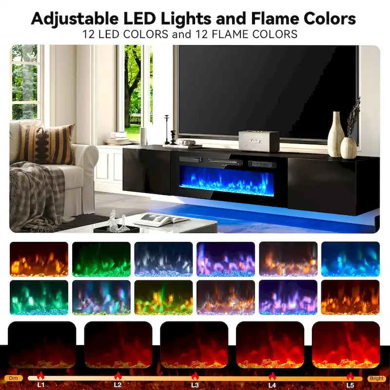 Wall Mounted Fireplace Entertainment Center with 36  Electric Fireplace