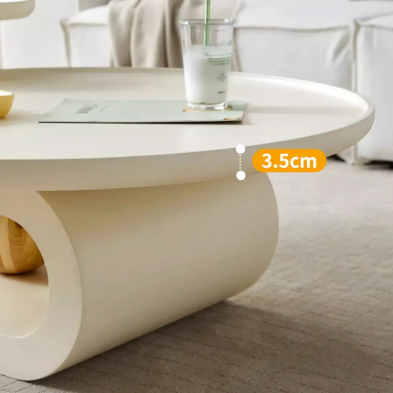 White Scandinavian Stylish Round Wood Coffee Table