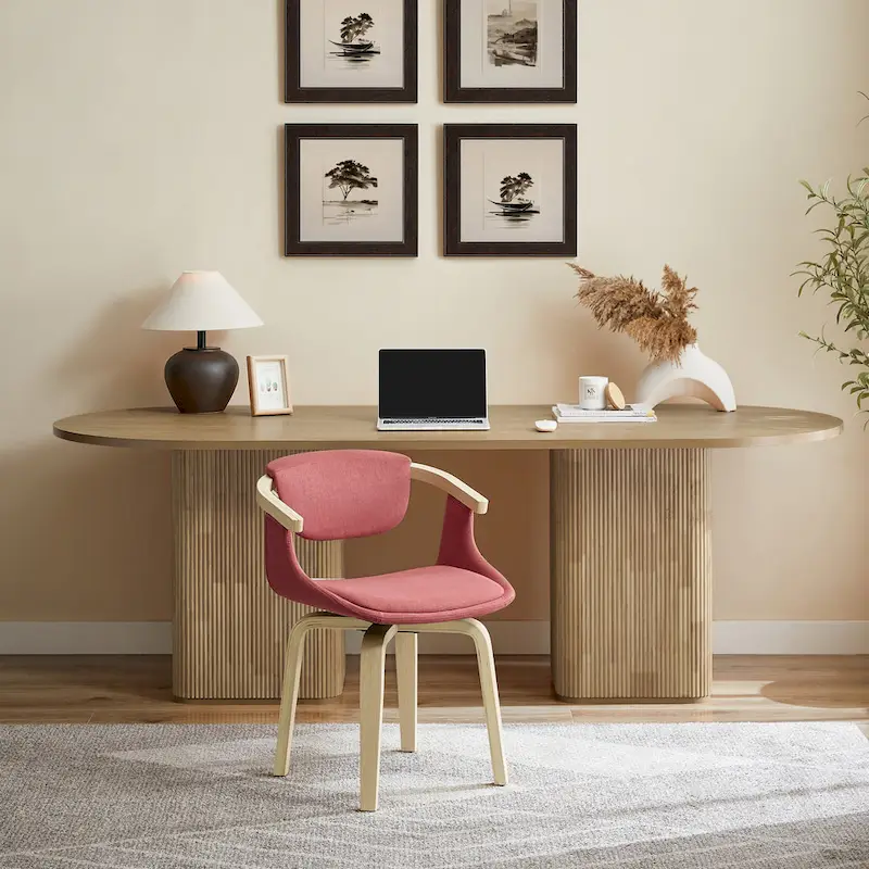 Swivel Upholstered and Wood Accent Chair