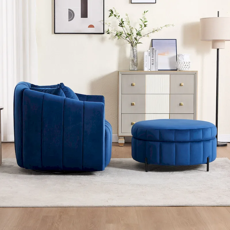 40.4W Modern Swivel Accent Chair,Swivel Single Sofa Chair with Ottoman