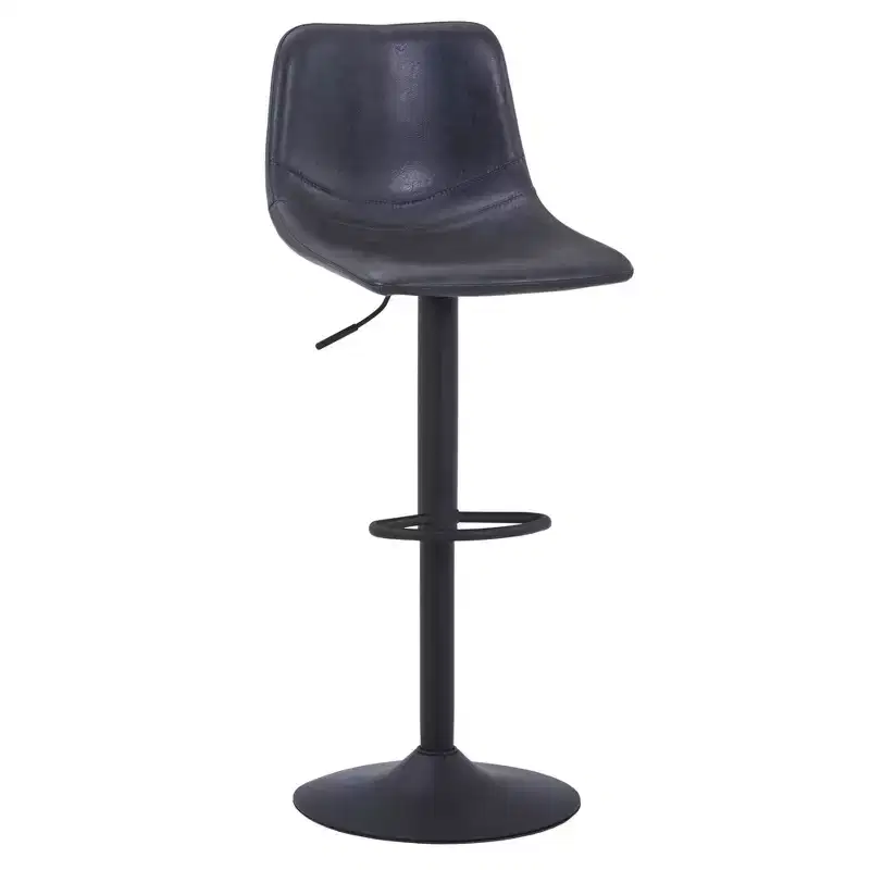 LeisureMod Tilbury Modern Adjustable Height Bar Stool with Vegan Leather Upholstery and Footrest, Ideal for Kitchen Island, Counter, or Home Bar