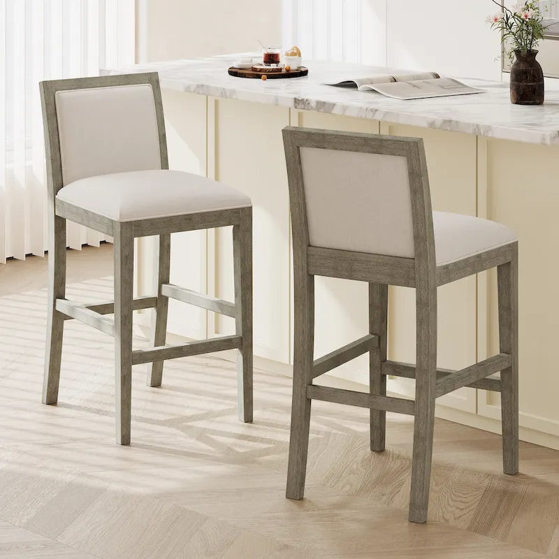 Set of 2 Upholstered Bar Stools, 30.5