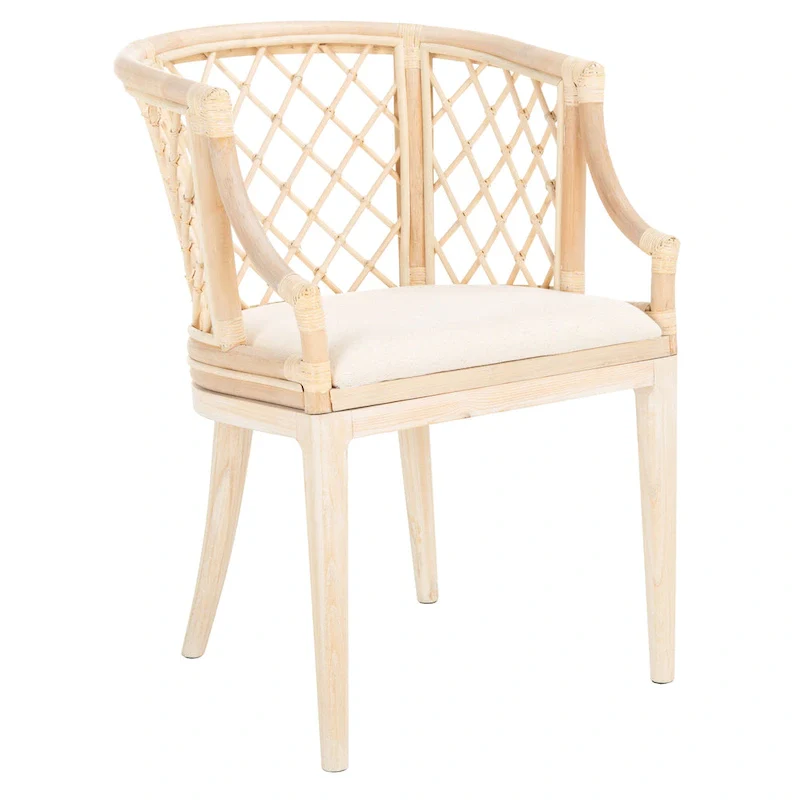 Theona Rattan Lattice Arm Chair - 22.3W x 23L x 31.3H - 22Wx23Dx31H