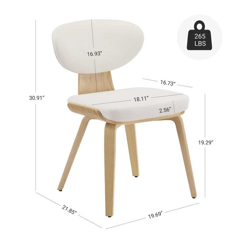 Art Leon Wood and PU Leather Dining Chair (Set of 2).