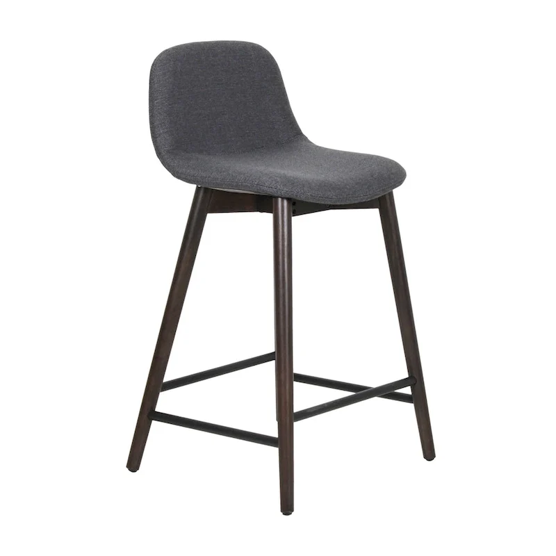 Upholstered Solid Wood Counter Stool With Footrest by