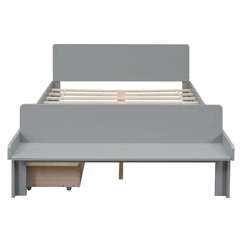 Full Bed with Footboard Bench,2 drawers