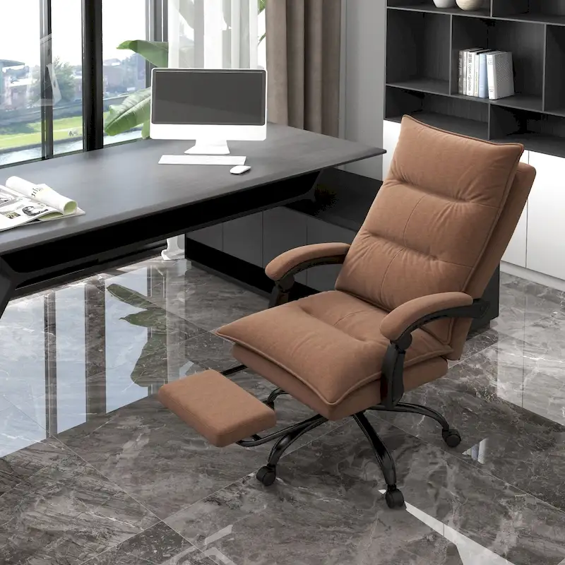 High Back Massage Office Chair with 6 Vibration Points, Heated Reclining Microfiber Computer Chair with Footrest