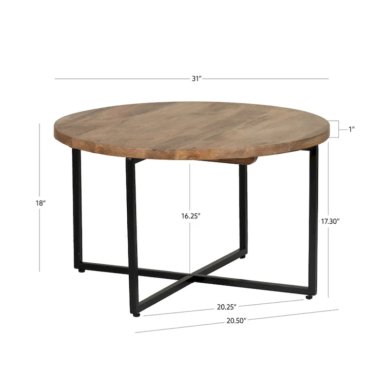 Tayla Natural Wood/Iron Coffee Table
