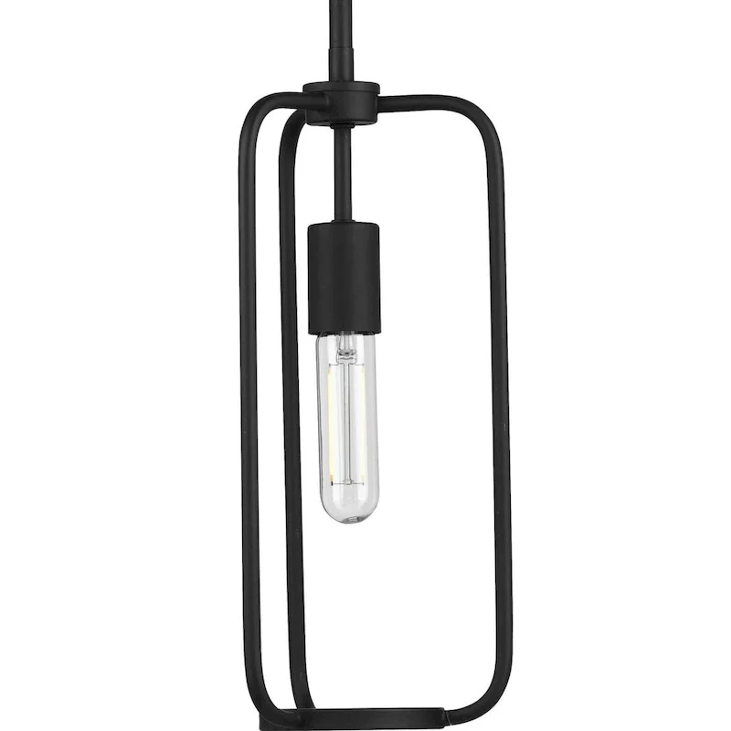 Bonn Collection One-Light Matte Black Farmhouse Pendant Light - 9.750  x 18.500  x 9.750