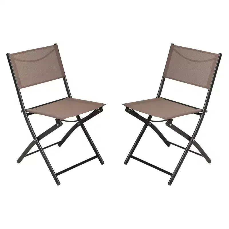 Merrick Lane Set of 2 Versatile Flex Comfort Indoor/Outdoor Fold Chairs with Metal Frames