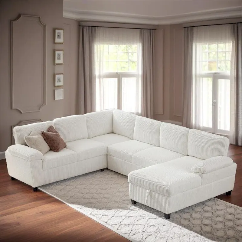 Oversized Modular Corduroy Upholstered Storage Sofa