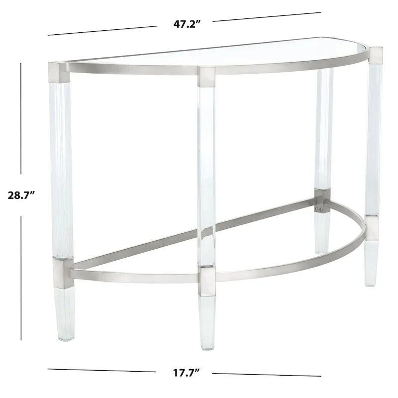 Acrylic Console Table with Stainless Steel Accents - 47W x 18D x 29H