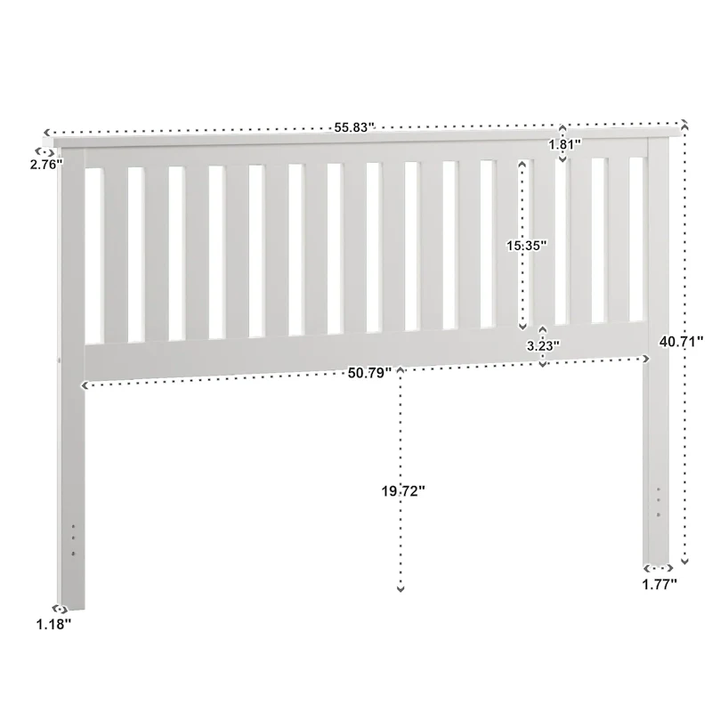 White Slatted Wooden Headboard