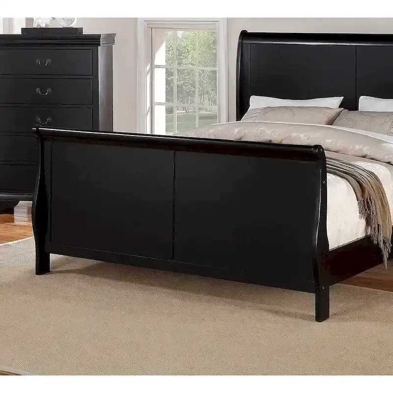 Modern Eastern King Bed with Sleigh Design Headboard and Footboard