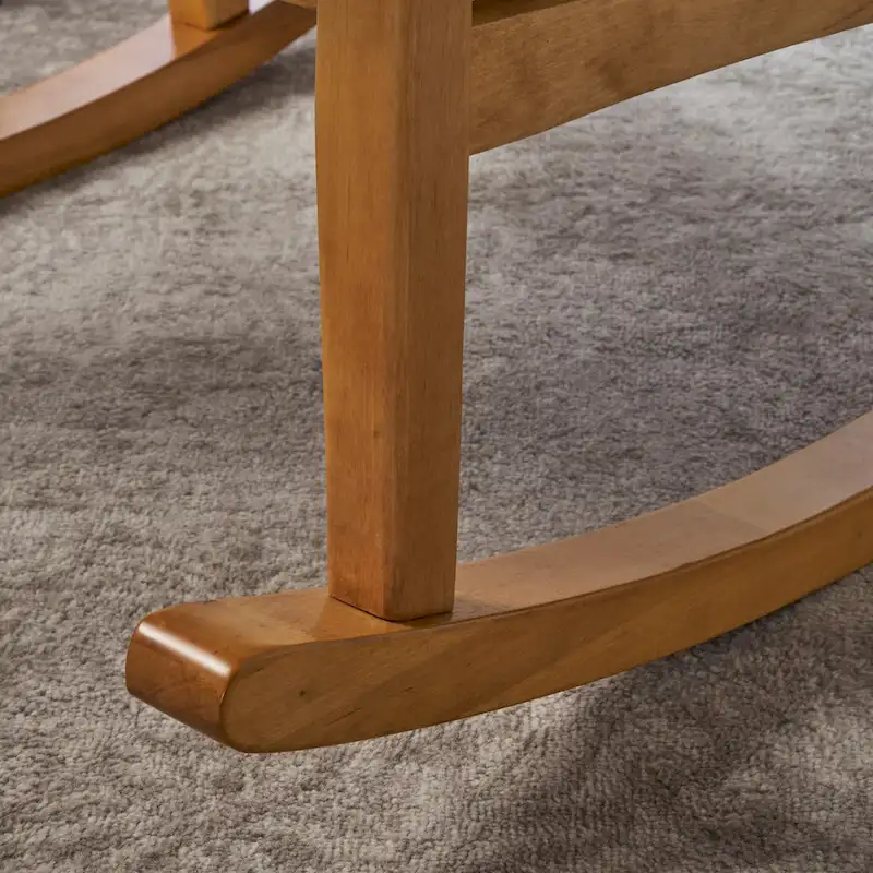 Solid Wood Rocking Chair with Linen Cushion and Premium Handcrafted