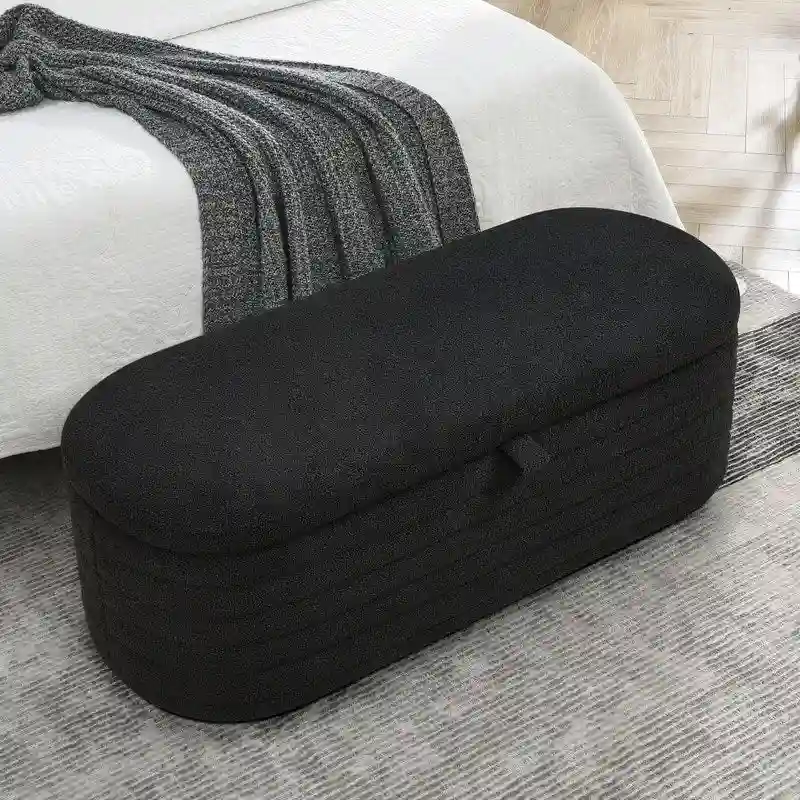 45.5L Upholstered Fabric Storage Bench Ottoman