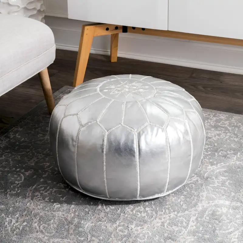 Handmade Moroccan Leather Filled Ottoman Pouf