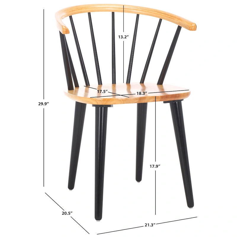 SAFAVIEH Home Blanchard 18-inch Curved Spindle Side Chair [SET of 2] - 21W x 21D x 30H