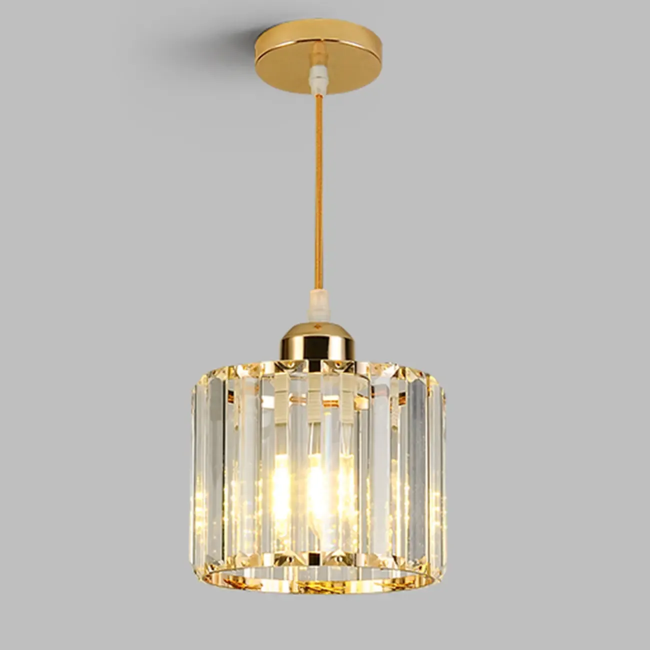 Art Deco Gold Metal Crystal Geometric Pendant Light
