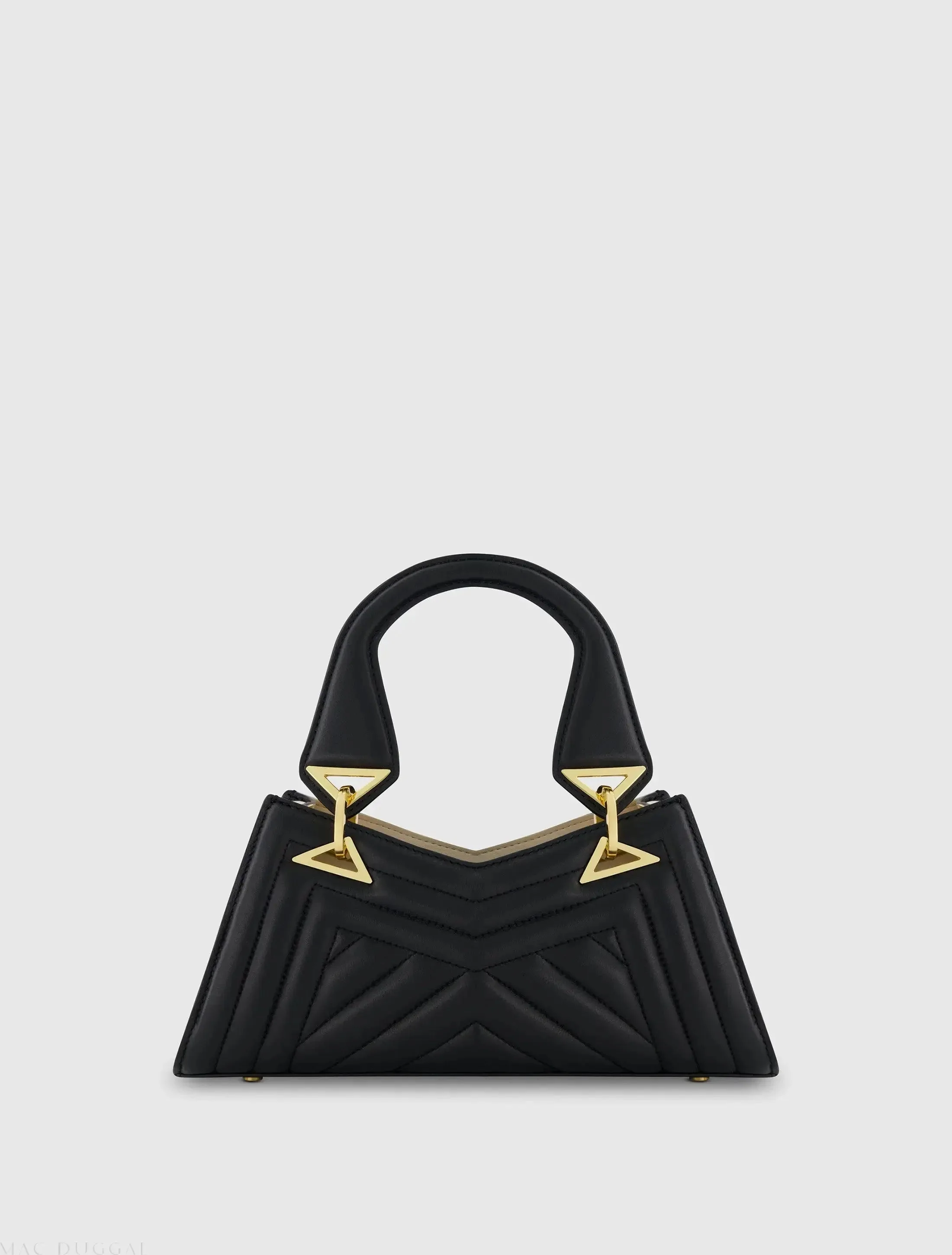 Black Angular Quilted Napa Leather Handbag