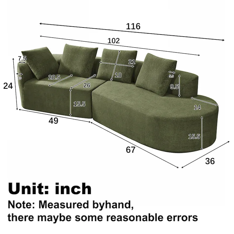 Christopher Knight Home - Olivia Curved Foam Sofa Set - 116  L