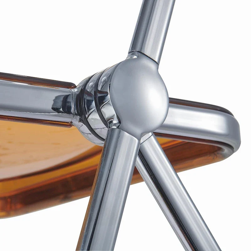 Acrylic Folding Dining Chair with Chrome Frame Set of 4 Lawrence Series by LeisureMod