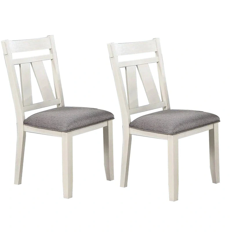 Classic Dining Side Chair with Padded Seat, Set of 2, Gray and White
