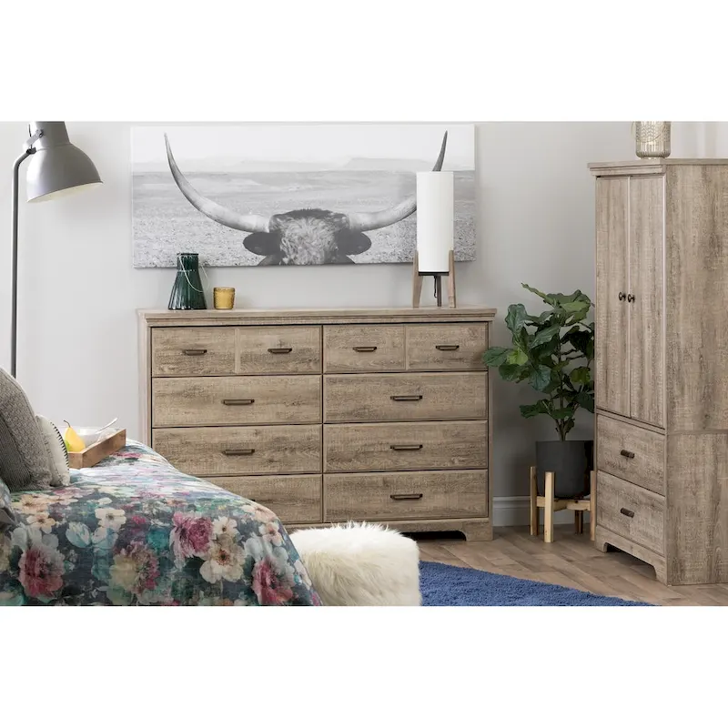 8-Drawer Dresser - Grey Maple/Weathered Oak