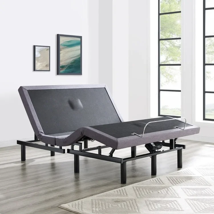 Gray / Black Adjustable Bed Base with Optional Massage – Twin XL / Full / Queen / King / Split King