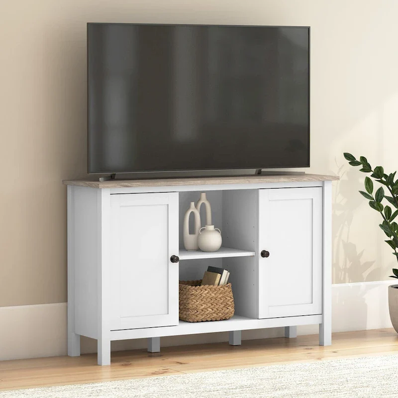 Pale Blue Shabby Chic Storage Console Table — 34W x 15D x 35H