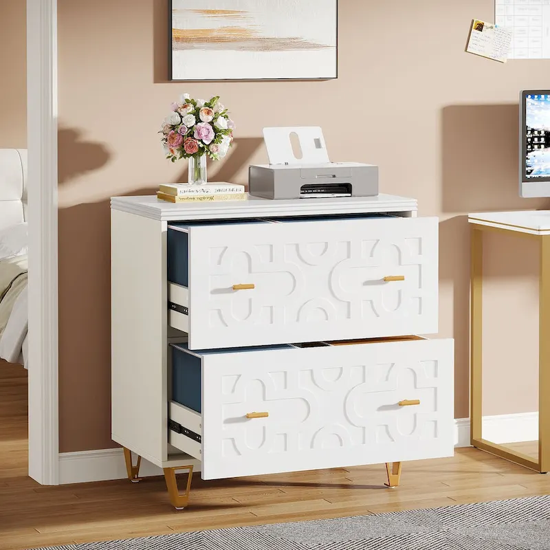 2-Drawer Filing Cabinet with White Finish