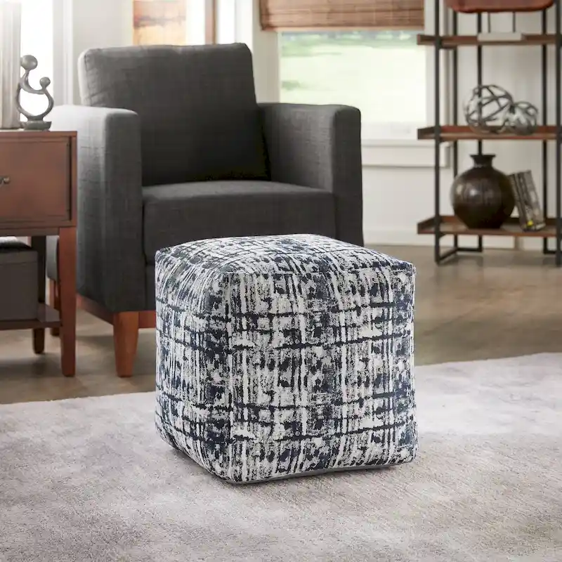 Upholstered Square Pouf Ottoman